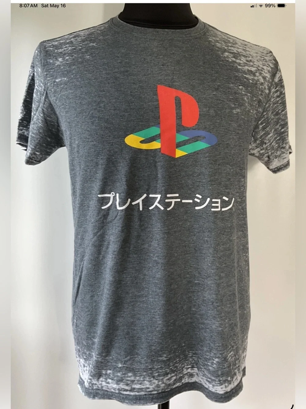 PlayStation Japanese T-Shirt Graphic Short Sleeve Black Size Medium